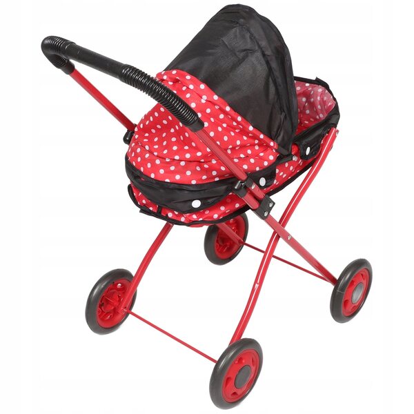 Poussette de poupée rouge avec accessoires réalistes en tissu Oxford et structure en fer