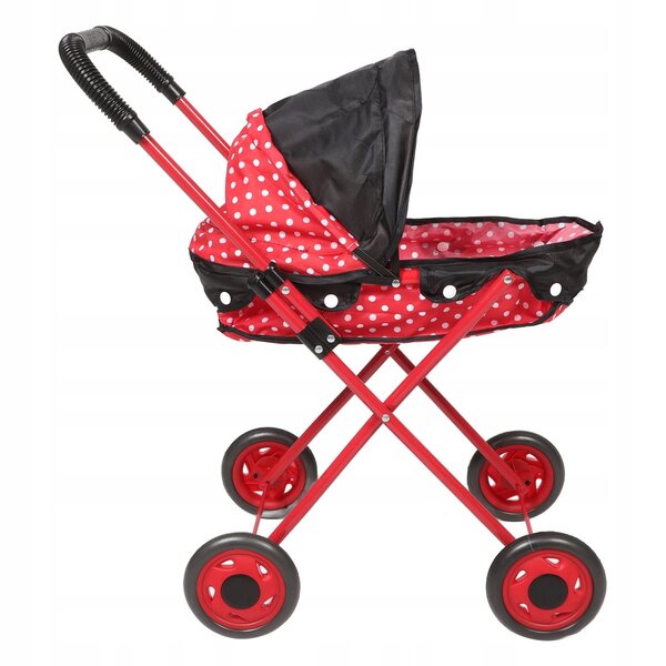 Poussette de poupée rouge avec accessoires réalistes en tissu Oxford et structure en fer