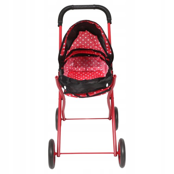 Poussette de poupée rouge avec accessoires réalistes en tissu Oxford et structure en fer