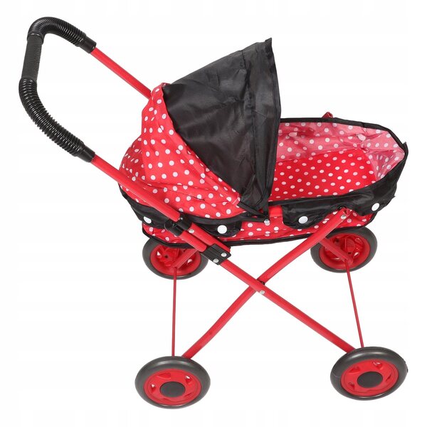 Poussette de poupée rouge avec accessoires réalistes en tissu Oxford et structure en fer