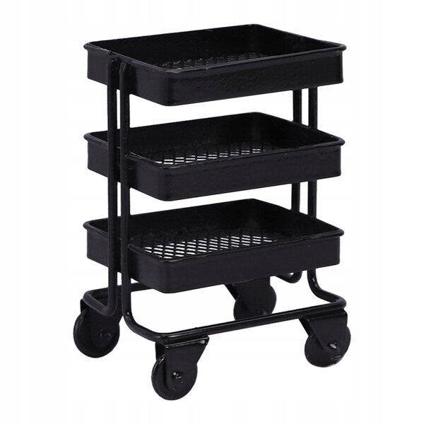 Mini Carrello Decorativo Nero per Casa delle Bambole in Ferro 7,5x5,2 cm
