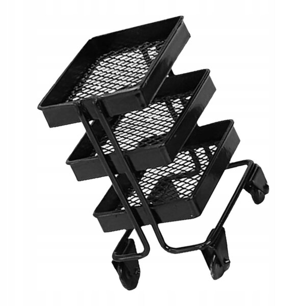 Mini Carrello Decorativo Nero per Casa delle Bambole in Ferro 7,5x5,2 cm