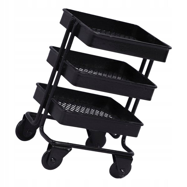 Mini Carrello Decorativo Nero per Casa delle Bambole in Ferro 7,5x5,2 cm