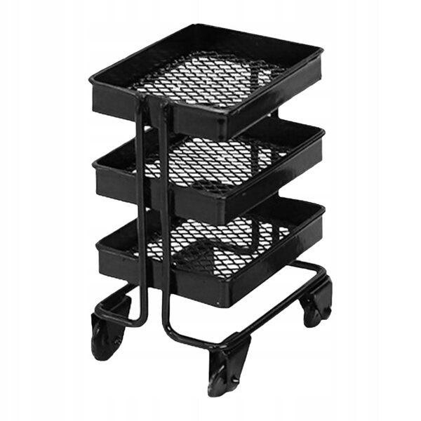 Mini Carrello Decorativo Nero per Casa delle Bambole in Ferro 7,5x5,2 cm