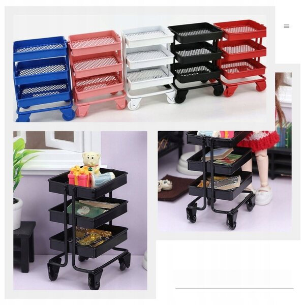 Mini Carrello Decorativo Nero per Casa delle Bambole in Ferro 7,5x5,2 cm