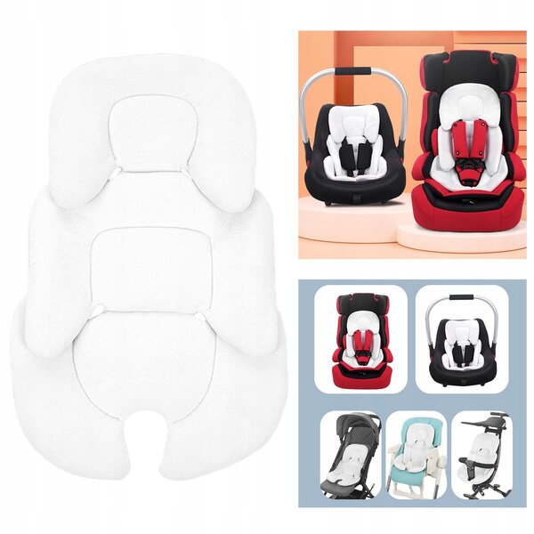 Cuscino per Passeggino e Seggiolino Auto Neonati in Pile Bianco 58x38 cm