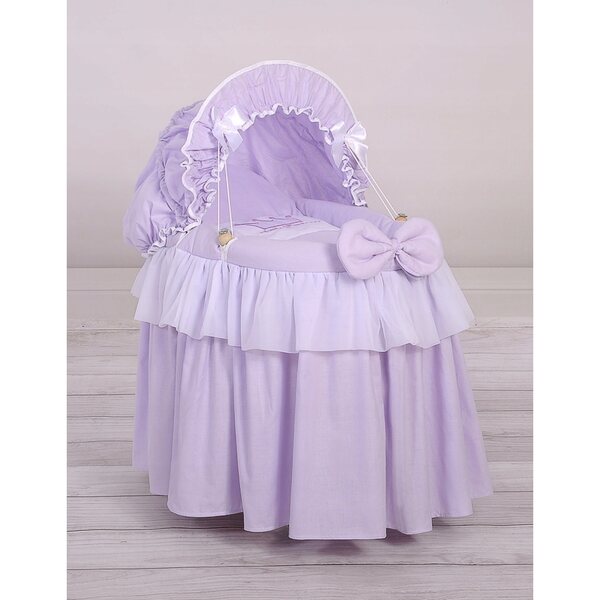 My Sweet Baby Puppenwagen aus fliederfarbenem Korbgeflecht mit elegantem Verdeck