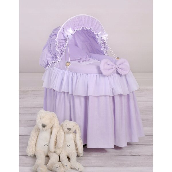 My Sweet Baby Puppenwagen aus fliederfarbenem Korbgeflecht mit elegantem Verdeck