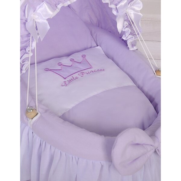 My Sweet Baby Puppenwagen aus fliederfarbenem Korbgeflecht mit elegantem Verdeck