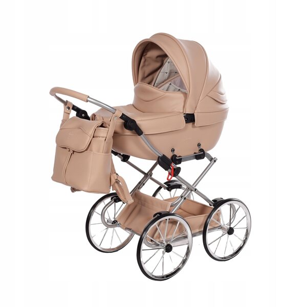 Junama BonBon Mini brauner Puppenwagen mit großen Rädern und verstellbarem Griff