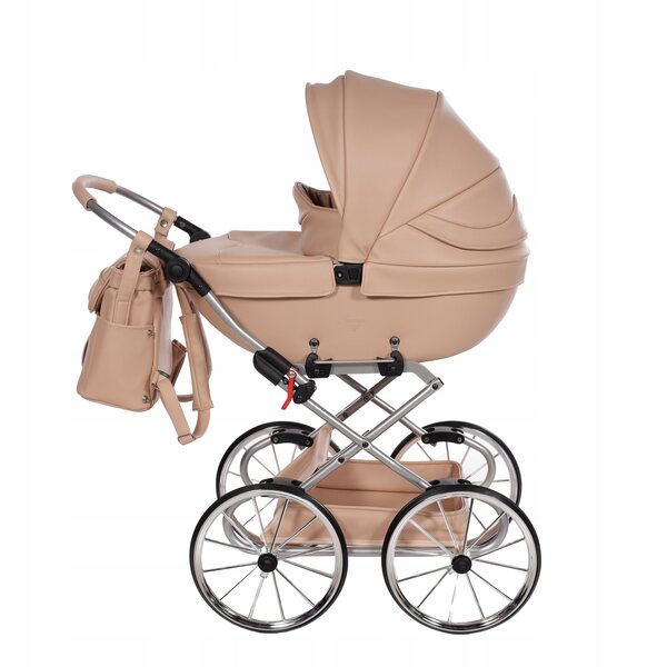 Junama BonBon Mini brauner Puppenwagen mit großen Rädern und verstellbarem Griff