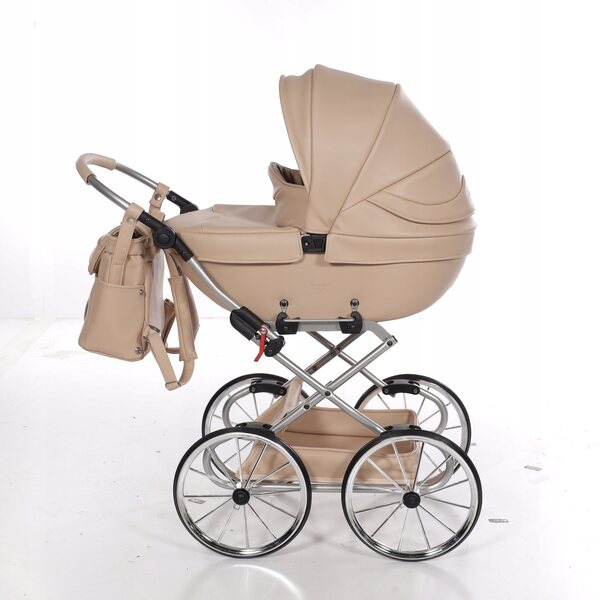 Junama BonBon Mini brauner Puppenwagen mit großen Rädern und verstellbarem Griff