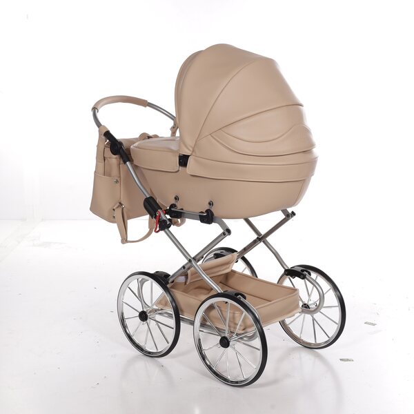 Junama BonBon Mini brauner Puppenwagen mit großen Rädern und verstellbarem Griff