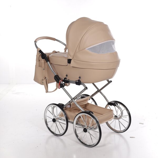 Junama BonBon Mini brauner Puppenwagen mit großen Rädern und verstellbarem Griff