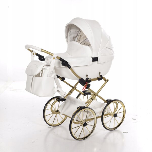 Junama BonBon Mini weißer Puppenwagen mit großen Rädern und verstellbarem Griff