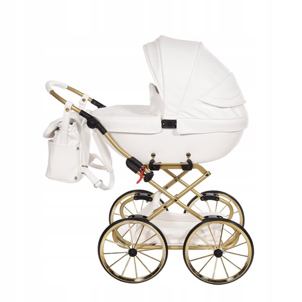 Junama BonBon Mini weißer Puppenwagen mit großen Rädern und verstellbarem Griff