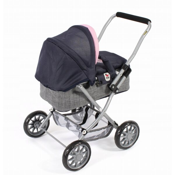 Bayer Chic tiefer Kinderwagen für Smarty-Puppen, melangeblaugrau