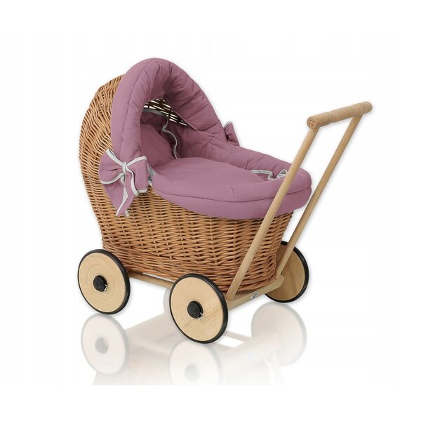 My Sweet Baby Stella Puppenwagen aus Korbgeflecht mit Wiege und weicher Polsterung
