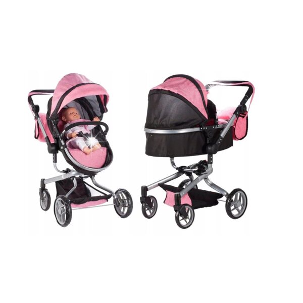 2-in-1-Kinderwagen für Puppen mit Griffverstellung und Tasche inklusive