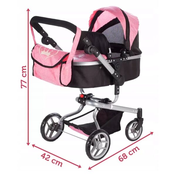 2-in-1-Kinderwagen für Puppen mit Griffverstellung und Tasche inklusive