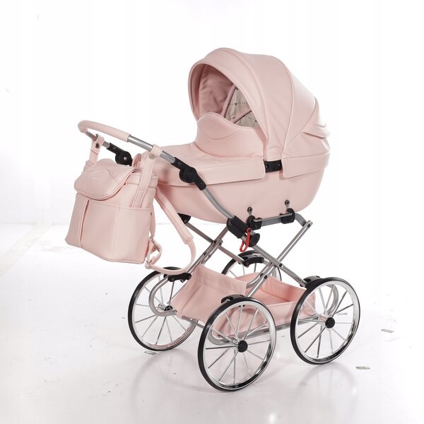 Junama BonBon Mini Puppenwagen, rosa, mit verstellbarem Griff und großen Rädern