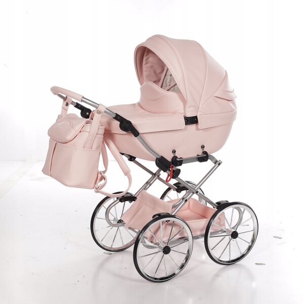 Junama BonBon Mini Puppenwagen, rosa, mit verstellbarem Griff und großen Rädern