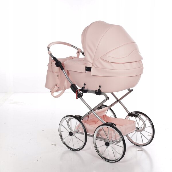 Junama BonBon Mini Puppenwagen, rosa, mit verstellbarem Griff und großen Rädern