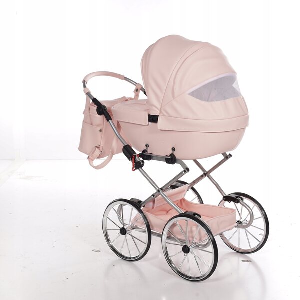 Junama BonBon Mini Puppenwagen, rosa, mit verstellbarem Griff und großen Rädern