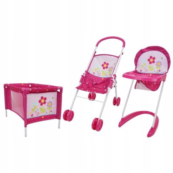 Five O Nine Crew-Set, 3-teilig, Spielzeugpuppen, Kinderwagen, Stuhl, Kinderbett