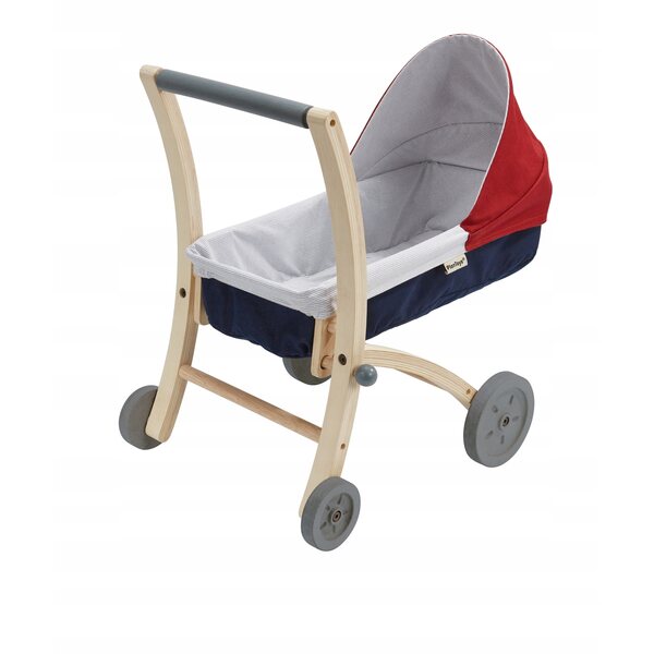PlanToys 3496 tiefer Puppenwagen – Kinderwagen aus Holz für einen Spaziergang