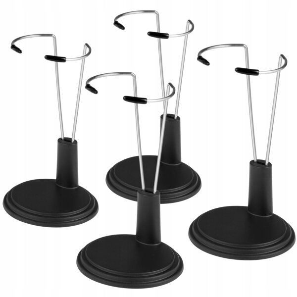 4 schwarze Ständer für Puppen aus PVC und Stahl, Heim- und Ladenorganisation