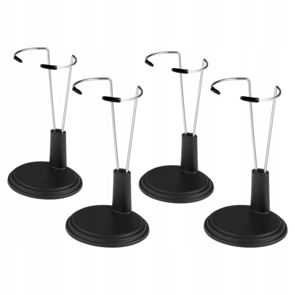 4 schwarze Ständer für Puppen aus PVC und Stahl, Heim- und Ladenorganisation