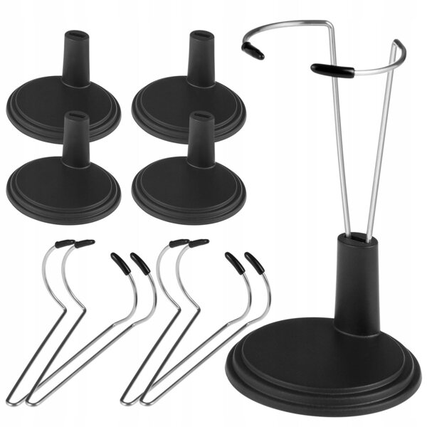 4 schwarze Ständer für Puppen aus PVC und Stahl, Heim- und Ladenorganisation