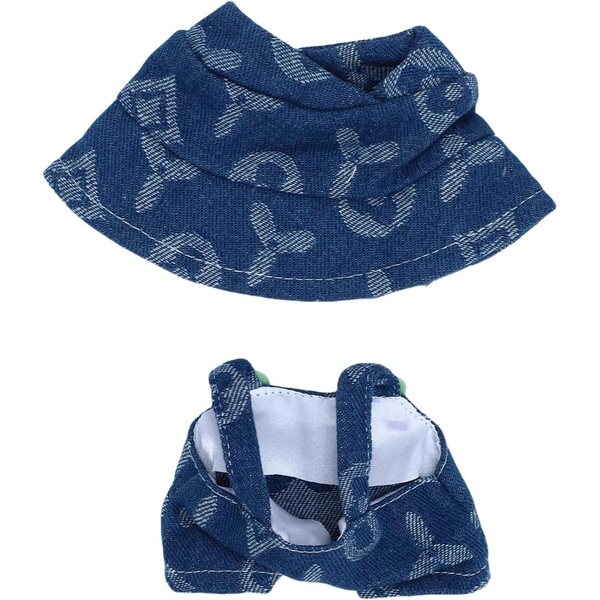 Elegantes Kleidungsset für 17-cm-Puppen mit Hut und Polyester-Latzhose
