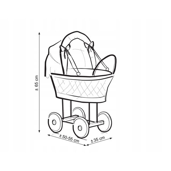 MY SWEET BABY Puppenwagen aus Korbgeflecht – handgefertigt, tief, mit Bettwäsche