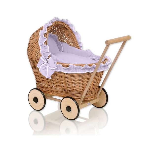 Tiefer Kinderwagen für die Puppe My Sweet Baby Chiara, aus handgeflochtenem Korbgeflecht