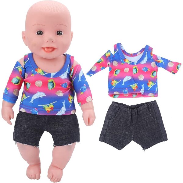 Set Vestiti per Bambola Rinata 18 Pollici – T-Shirt e Pantaloncini in Stoffa Morbida