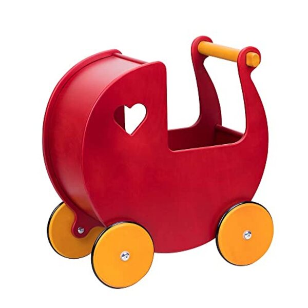 Moover Puppenwagen aus rotem Holz, sicheres und langlebiges dänisches Design