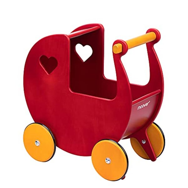 Moover Puppenwagen aus rotem Holz, sicheres und langlebiges dänisches Design