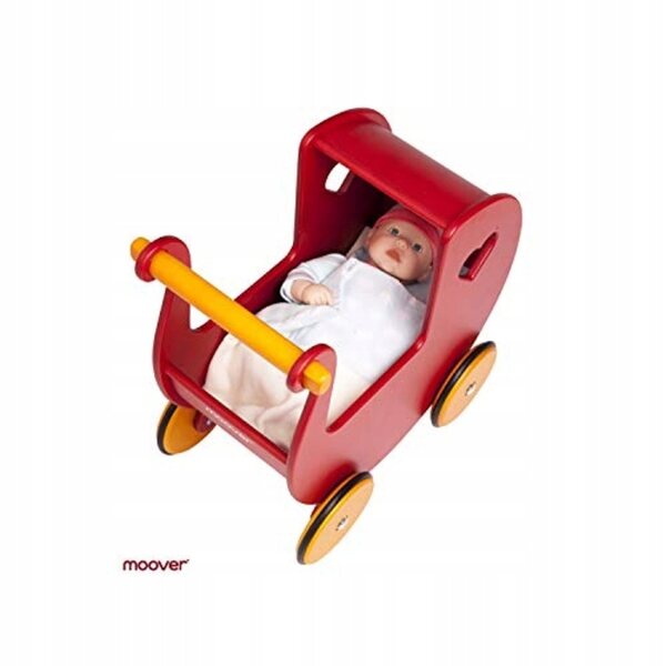 Moover Puppenwagen aus rotem Holz, sicheres und langlebiges dänisches Design