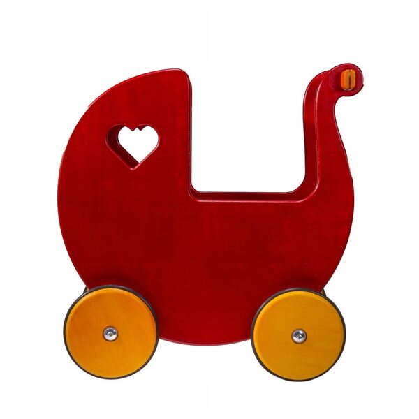 Moover Puppenwagen aus rotem Holz, sicheres und langlebiges dänisches Design
