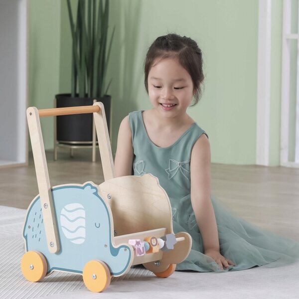 2-in-1-Kinderwagen aus Holz für Viga WS1-Puppen, Lernspiel 3+