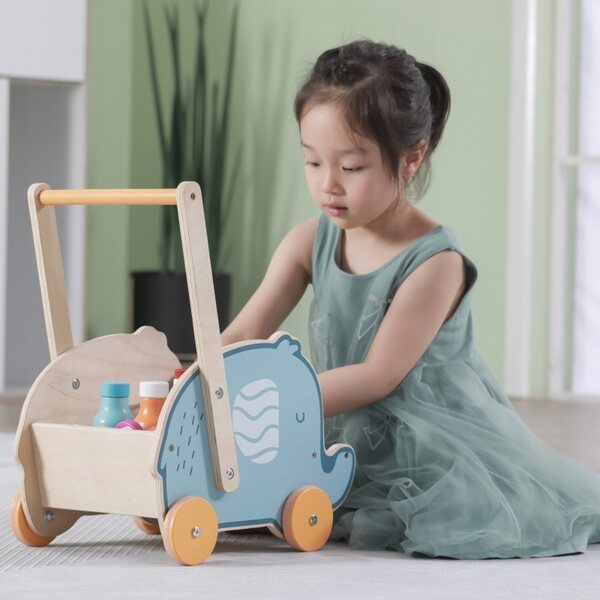 2-in-1-Kinderwagen aus Holz für Viga WS1-Puppen, Lernspiel 3+