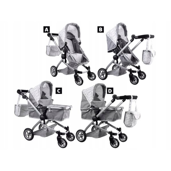 Jokomisiada 2-in-1 Puppenwagen, Gondel und Kinderwagen, leicht und faltbar