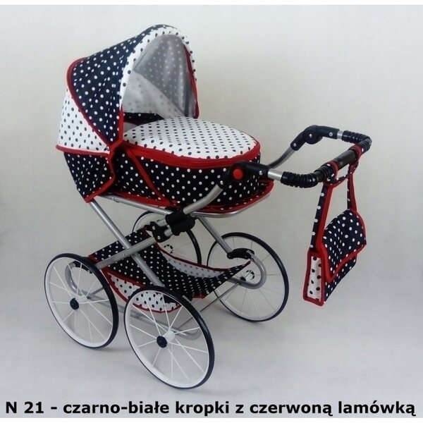 Natalia Retro N11 rot gepunkteter Puppenwagen, tief und begehbar
