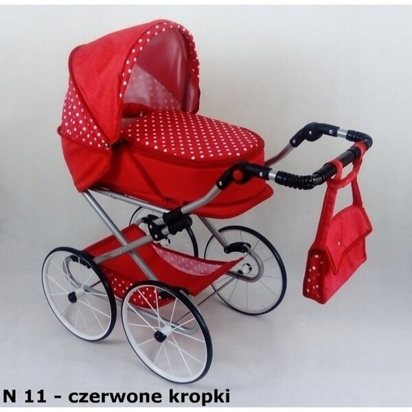 Natalia Retro N11 rot gepunkteter Puppenwagen, tief und begehbar