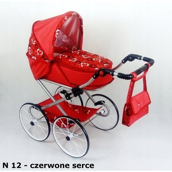 Natalia Retro N11 rot gepunkteter Puppenwagen, tief und begehbar