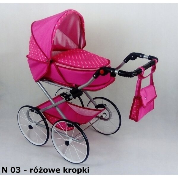 Natalia Retro N11 rot gepunkteter Puppenwagen, tief und begehbar