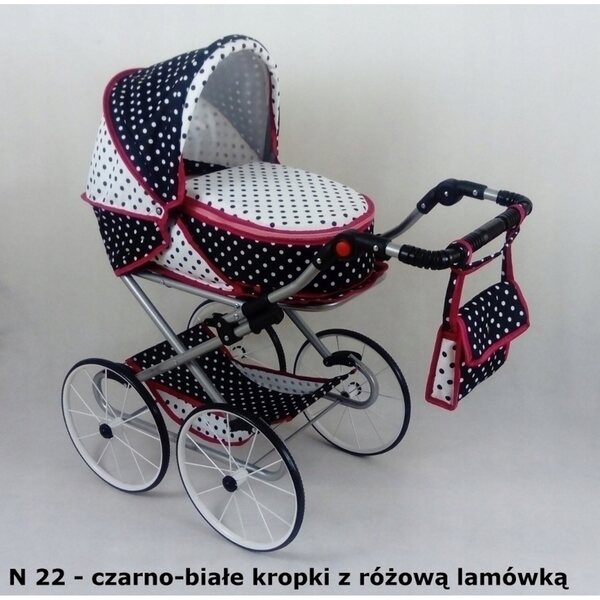 Natalia Retro N11 rot gepunkteter Puppenwagen, tief und begehbar
