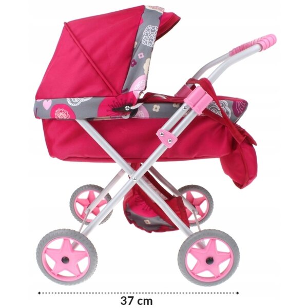 Passeggino Profondo per Bambole Nobo Kids con Telaio in Metallo e Ruote Silenziose